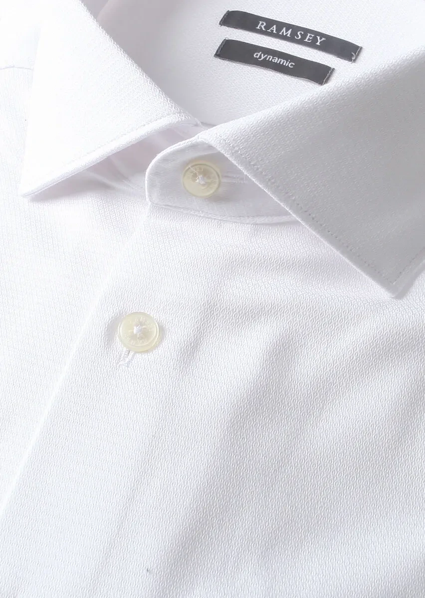 White Micro Regular Fit Weaving Classical Cotton Blended Shirt - 2