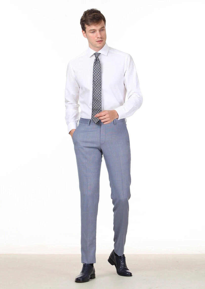 White Patterned Regular Fit Weaving Classical 100% Cotton Shirt - 3