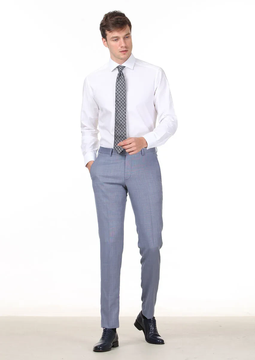 White Patterned Regular Fit Weaving Classical 100% Cotton Shirt - 3