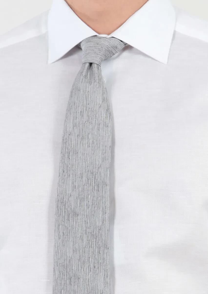 White Patterned Regular Fit Weaving Classical Cotton Blended Shirt - 4