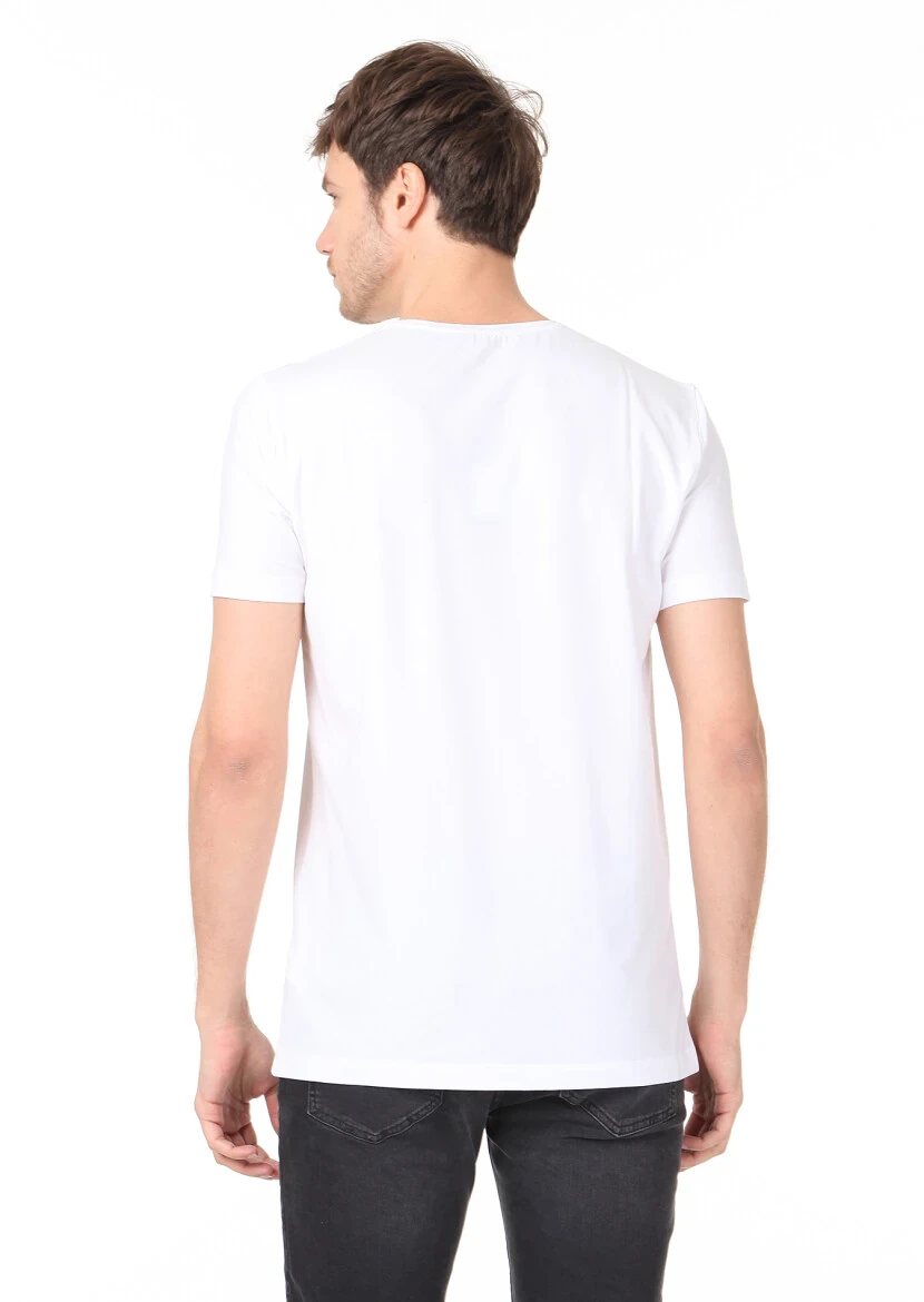 White Plain Cotton Blended T-Shirt - 4