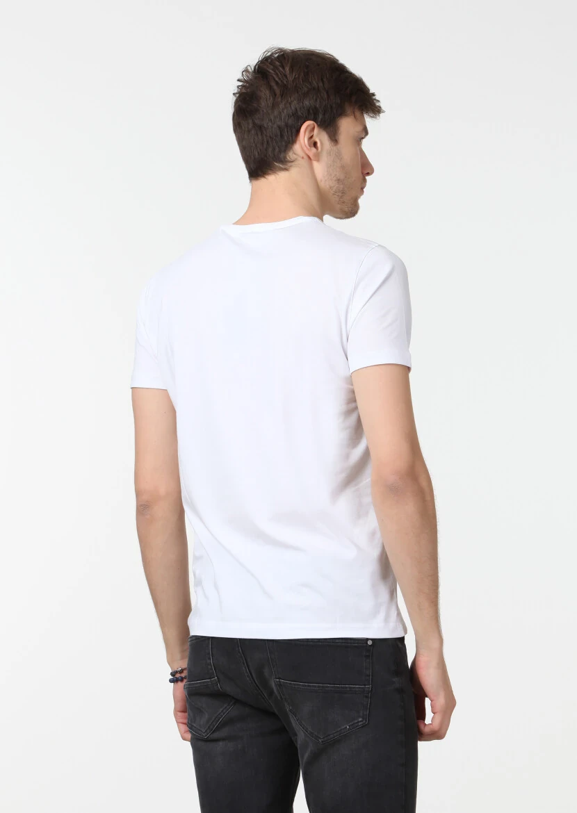 White Plain Cotton Blended T-Shirt - 4