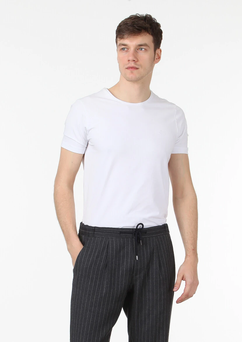 White Plain Cotton Blended T-Shirt - 1