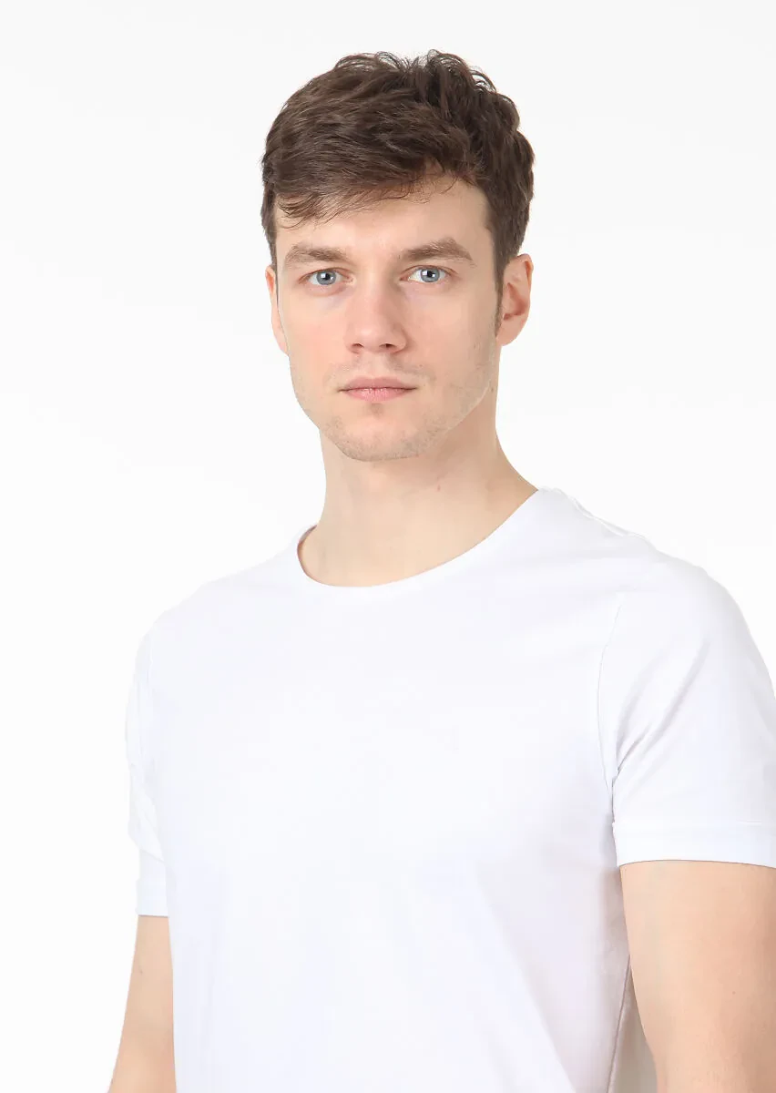 White Plain Cotton Blended T-Shirt - 2