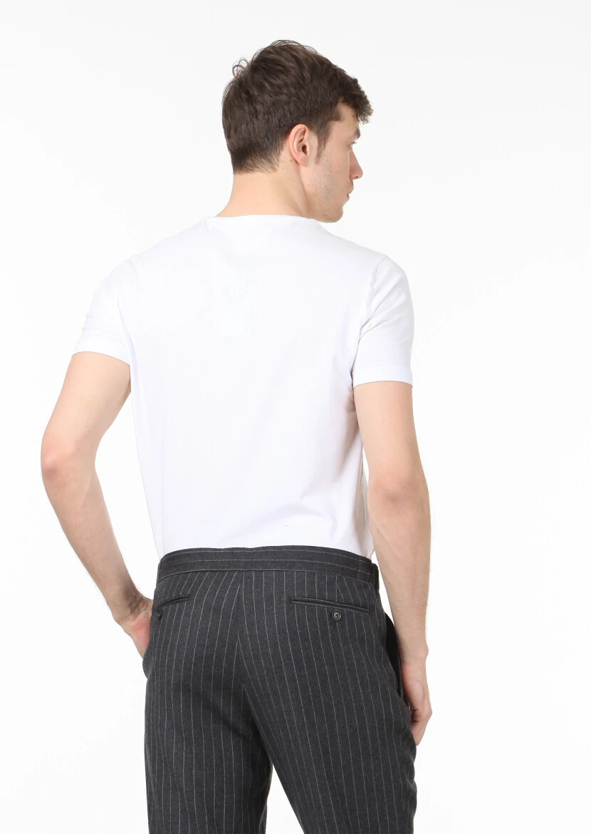 White Plain Cotton Blended T-Shirt - 4