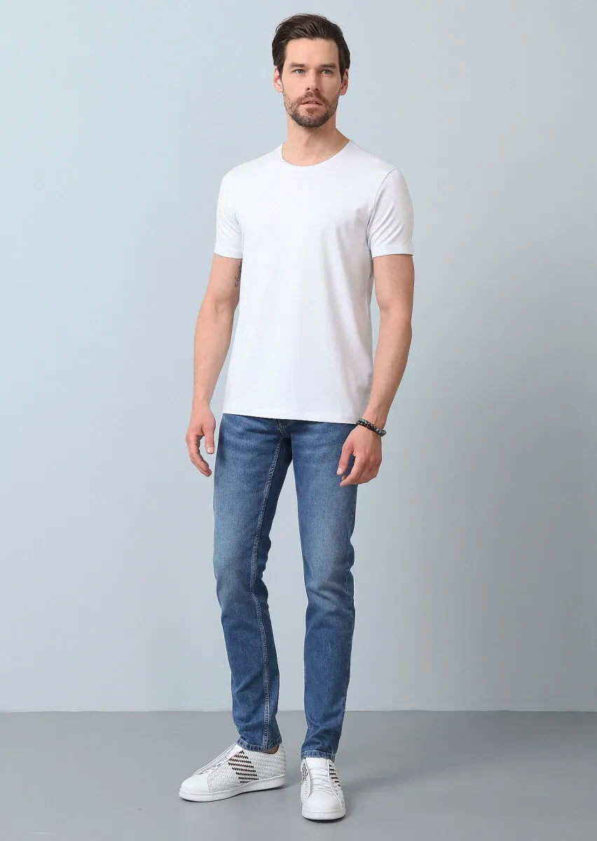 White Plain Cotton Blended T-Shirt - 3