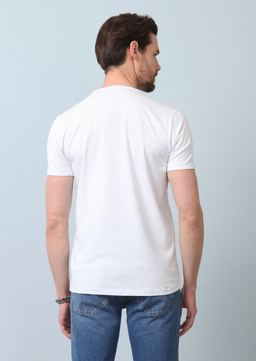 White Plain Cotton Blended T-Shirt - 6