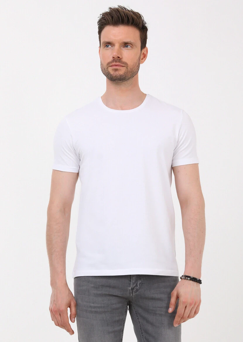 White Plain Cotton Blended T-Shirt - RAMSEY