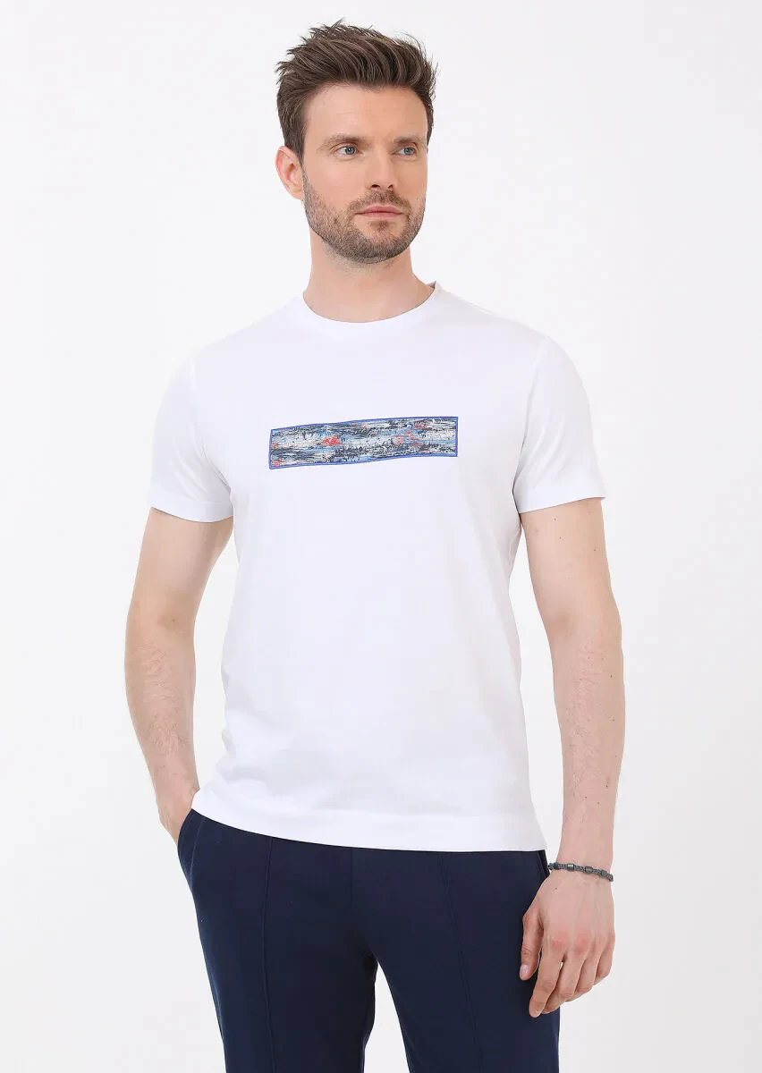 White Plain Crew Neck 100% Cotton T-Shirt - 1