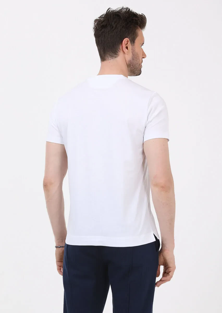 White Plain Crew Neck 100% Cotton T-Shirt - 5