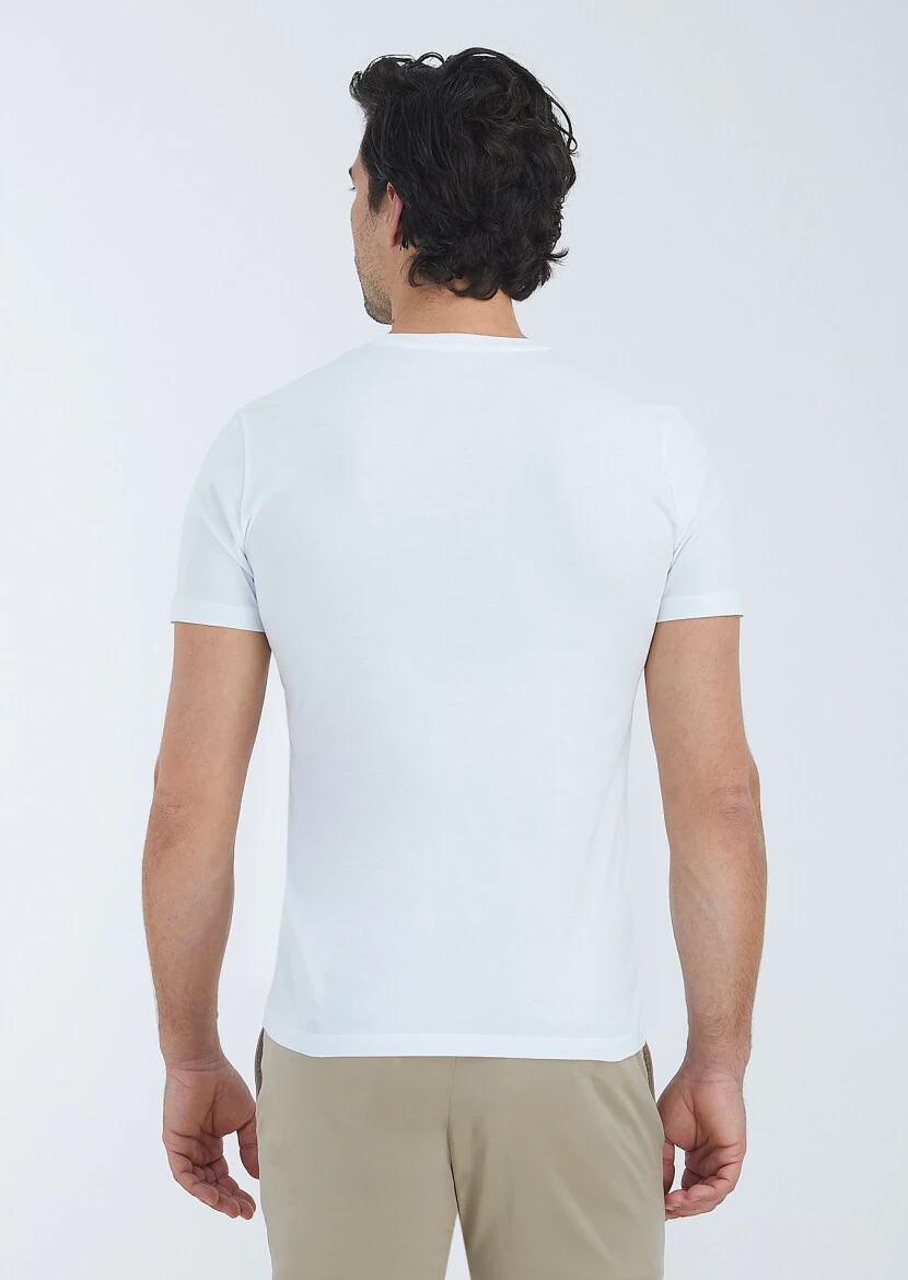 White Plain Crew Neck 100% Cotton T-Shirt - 5