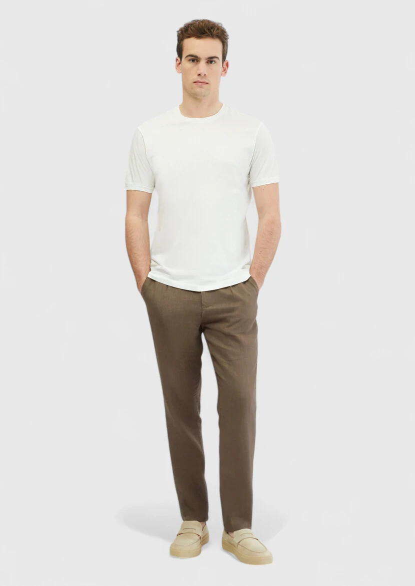 White Plain Crew Neck 100% Cotton T-Shirt - RAMSEY