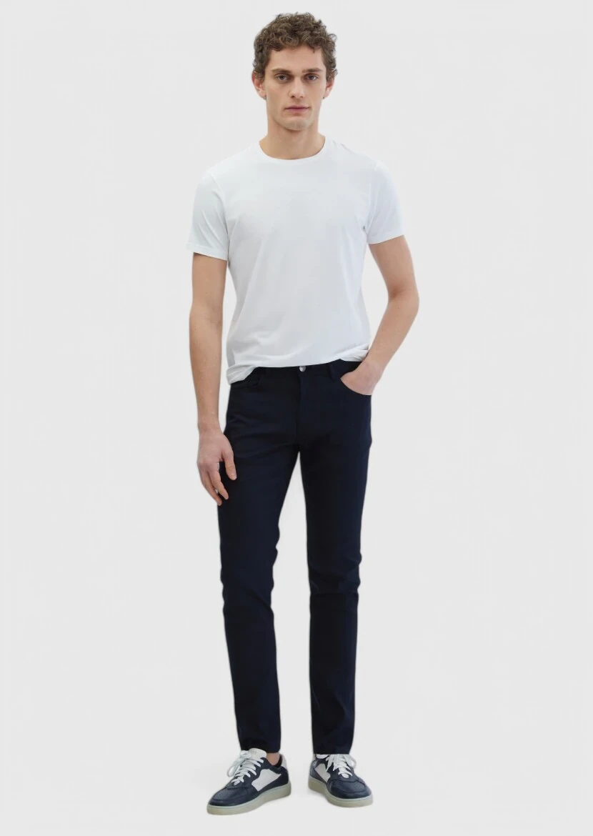 White Plain Crew Neck Cotton Blended T-Shirt - RAMSEY