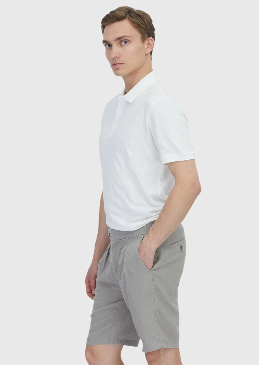 White Plain Polo Neck 100% Cotton T-Shirt - 3