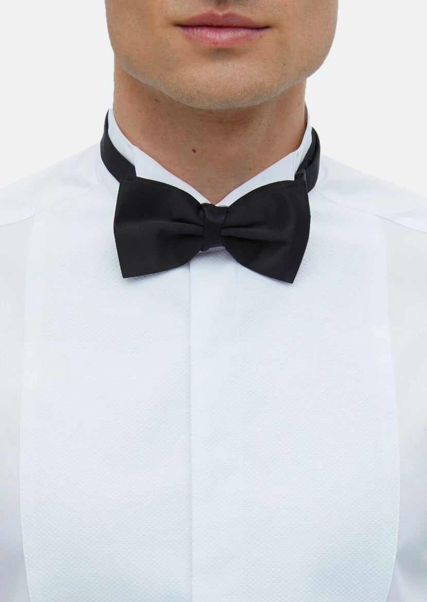 White Plain Regular Fit Double Cuff Wing Collar Tuxedo Shirts - 4