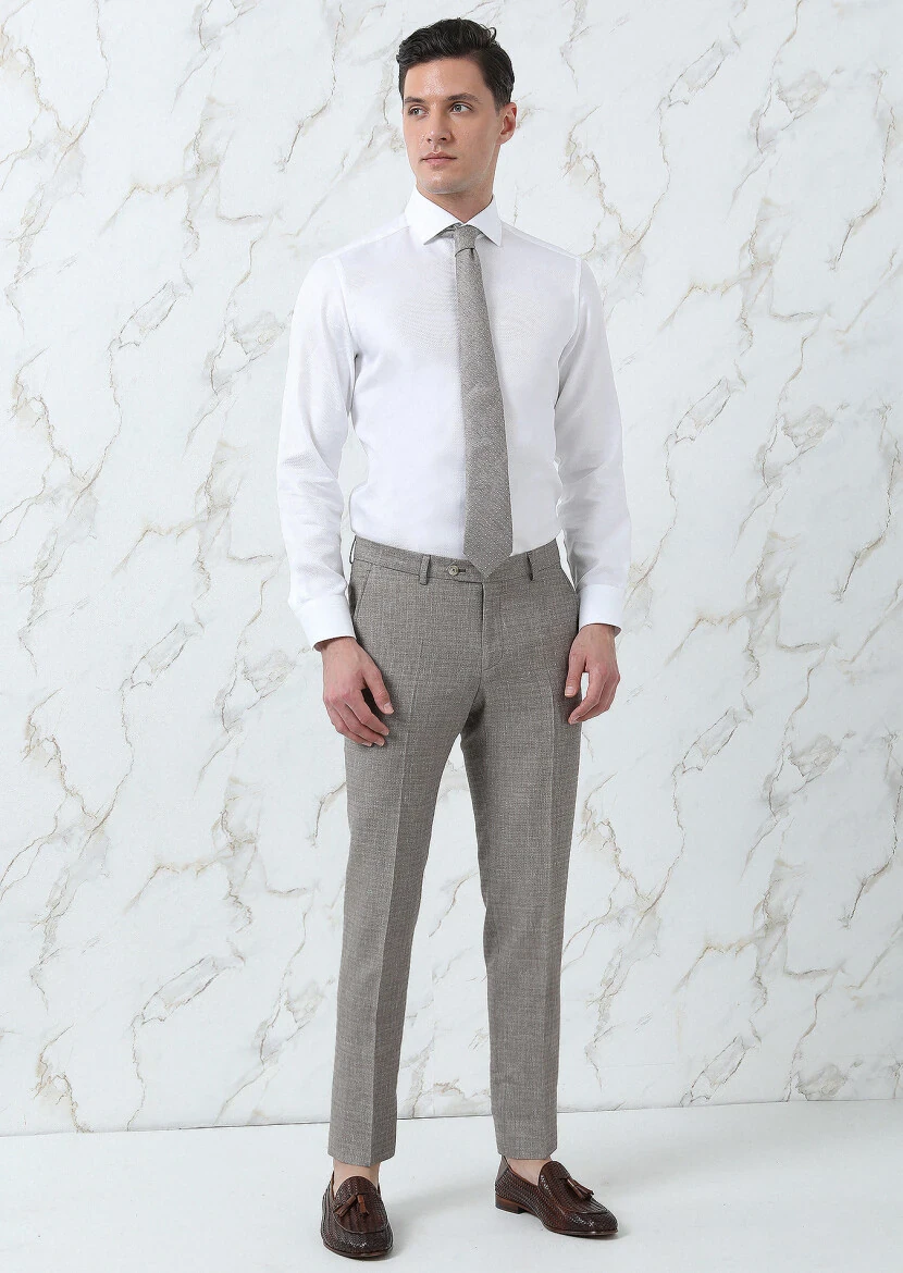 White Plain Regular Fit Weaving Classical 100% Cotton Shirt - 1