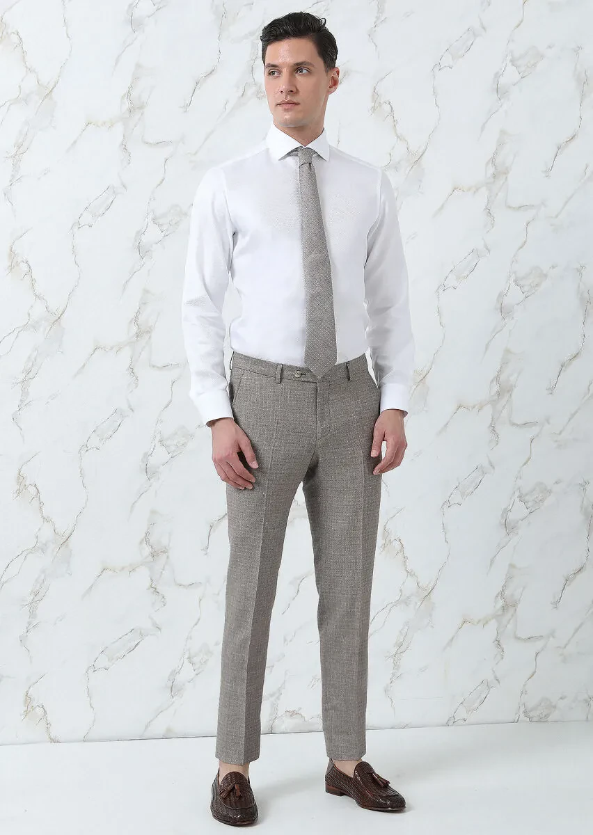 White Plain Regular Fit Weaving Classical 100% Cotton Shirt - 1