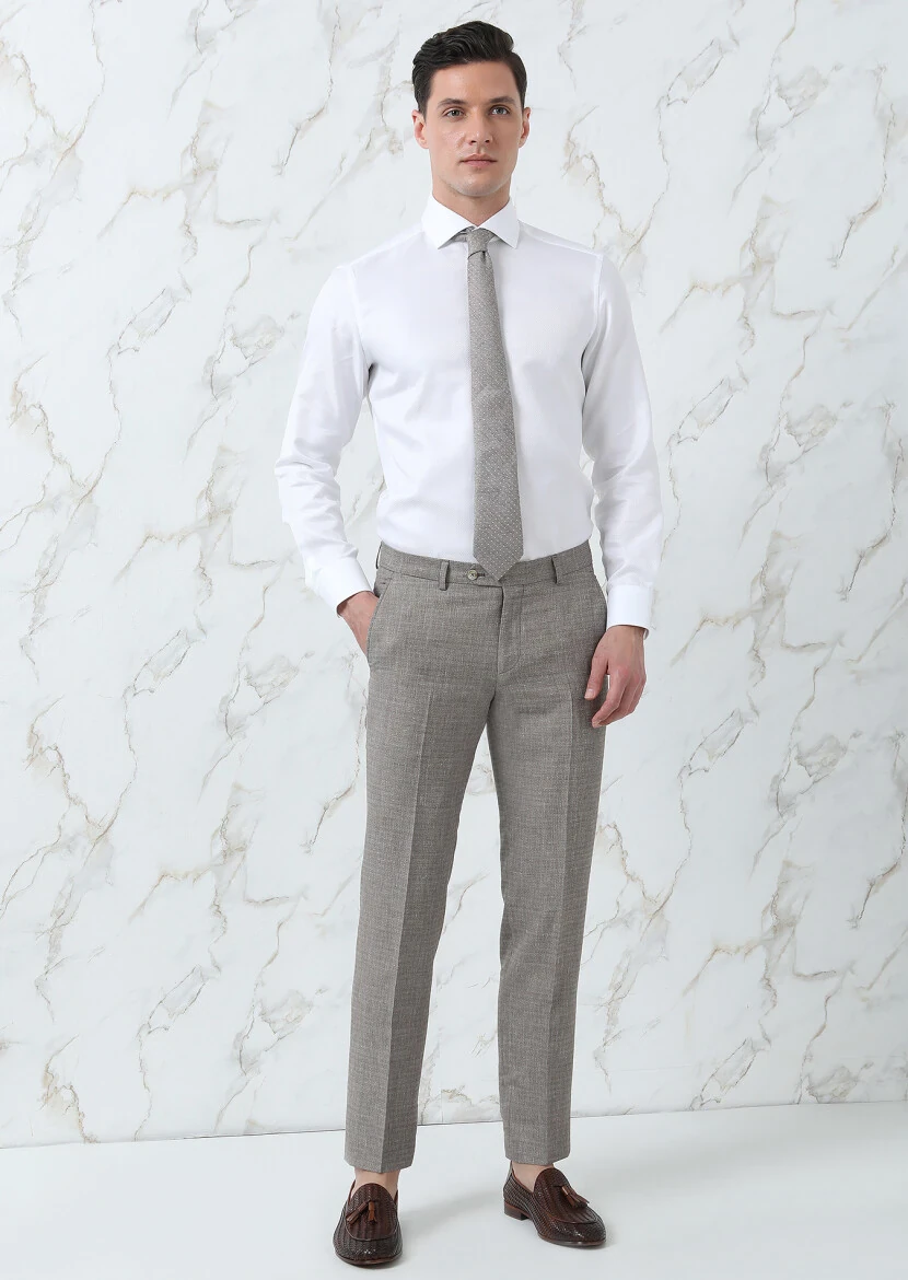 White Plain Regular Fit Weaving Classical 100% Cotton Shirt - 4