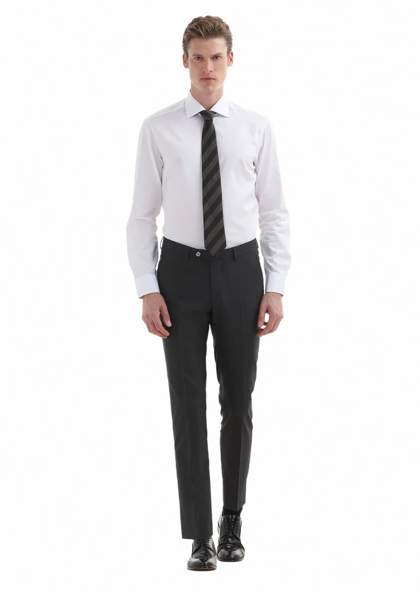 White Plain Regular Fit Weaving Classical 100% Cotton Shirt - 1