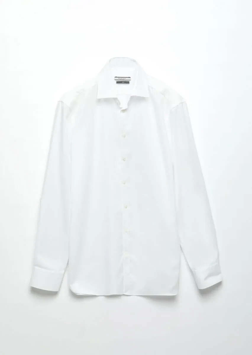 White Plain Regular Fit Weaving Classical 100% Cotton Shirt - 6