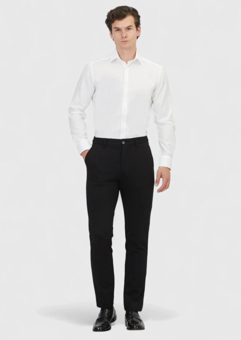 White Plain Regular Fit Weaving Classical 100% Cotton Shirt - RAMSEY