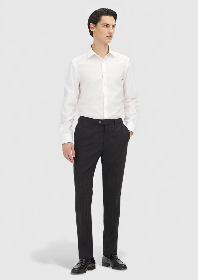 White Plain Regular Fit Weaving Classical 100% Cotton Shirt - RAMSEY