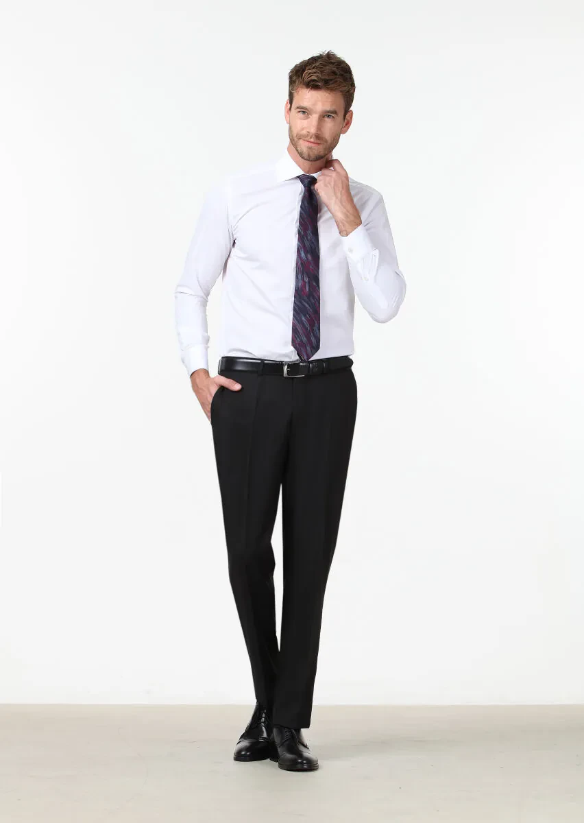 White Plain Regular Fit Weaving Classical Cotton Blended Shirt - 3