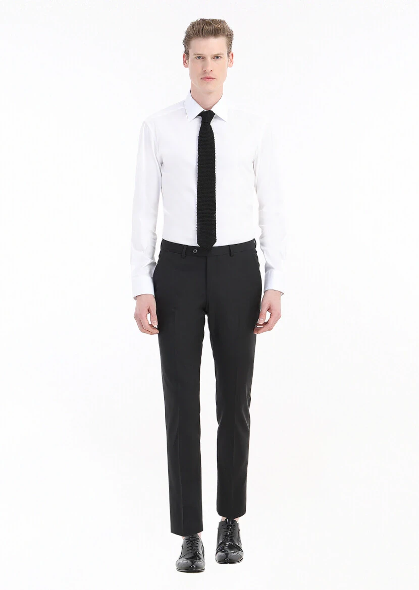 White Plain Regular Fit Weaving Classical Cotton Blended Shirt - 1