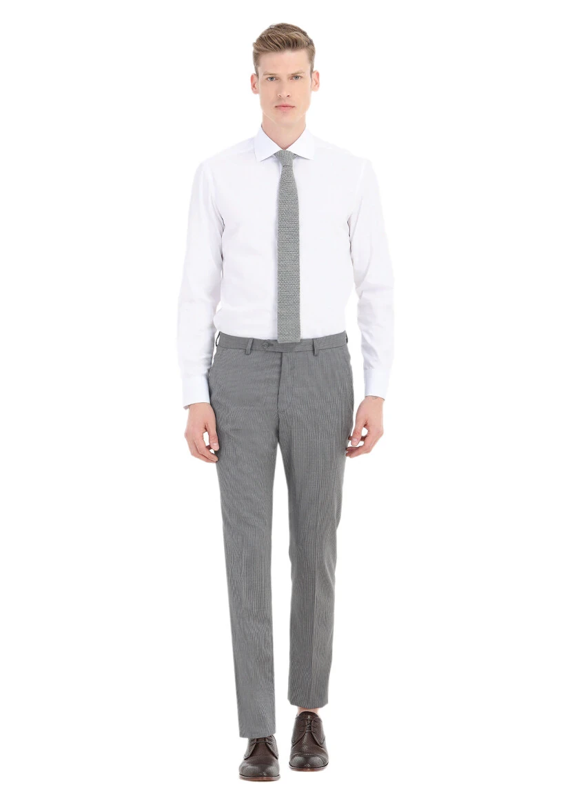 White Plain Regular Fit Weaving Classical Cotton Blended Shirt - RAMSEY