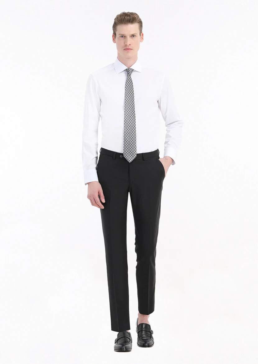 White Plain Regular Fit Weaving Classical Cotton Blended Shirt 