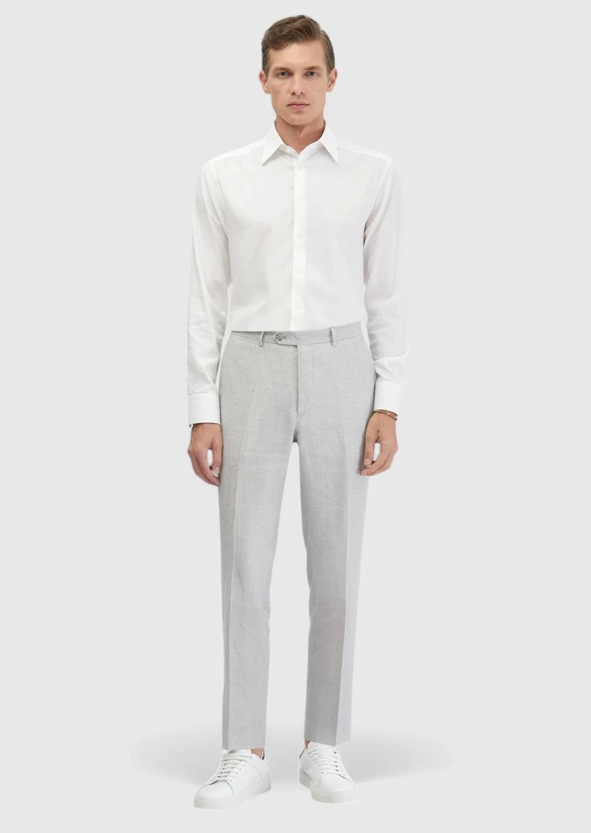 White Plain Regular Fit Weaving Classical Cotton Blended Shirt - RAMSEY