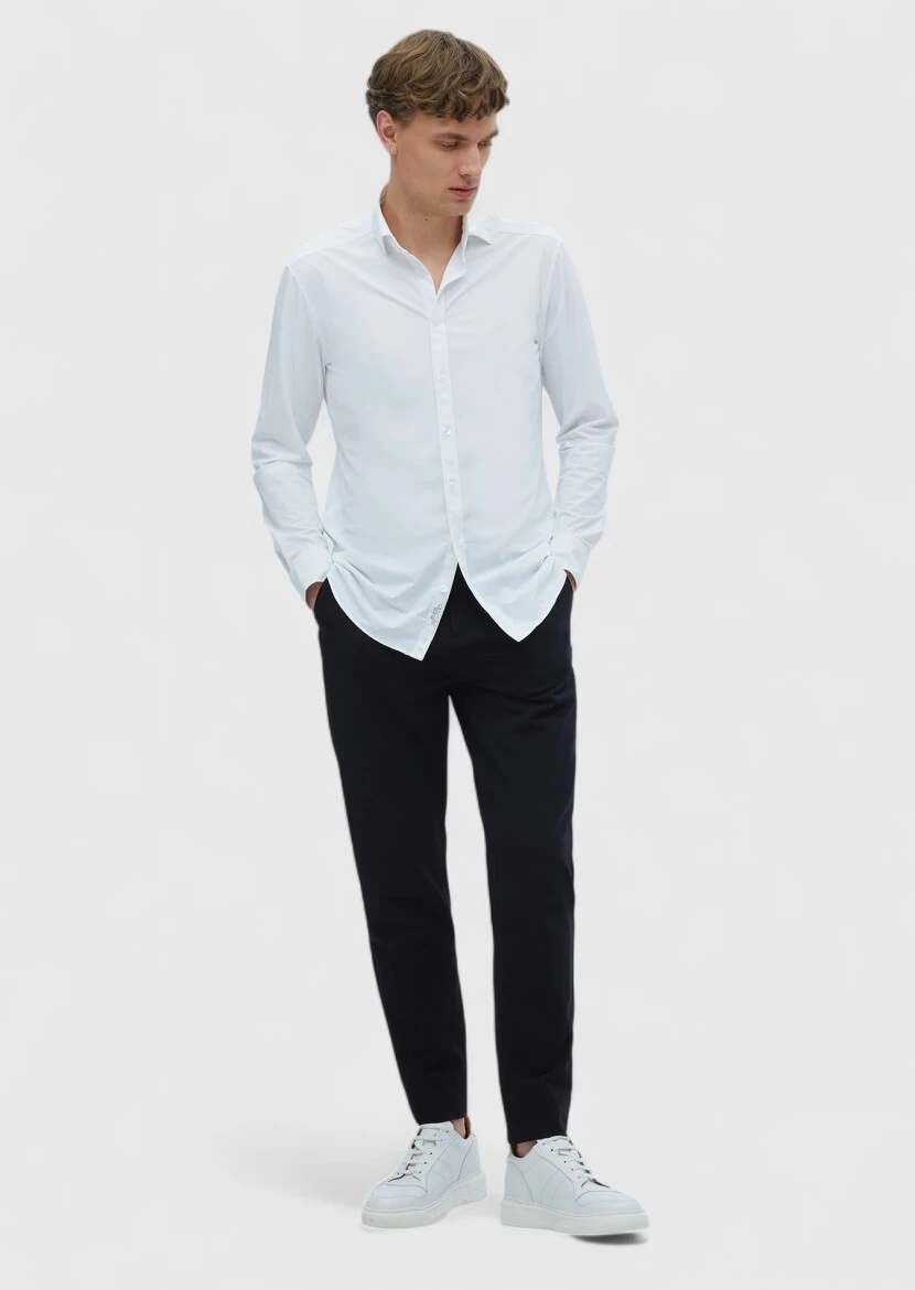 White Plain Regular Fit Weaving Classical Shirt - RAMSEY