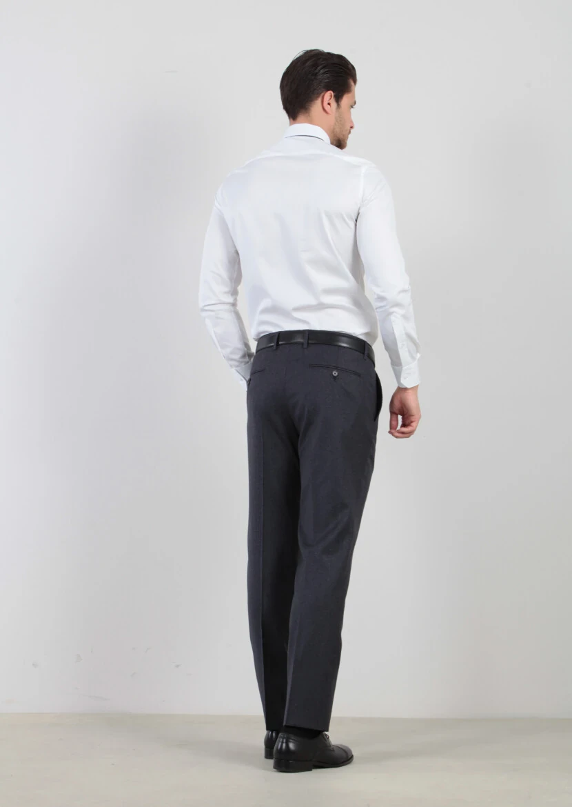 White Plain Slim Fit Weaving Classical 100% Cotton Shirt - 5