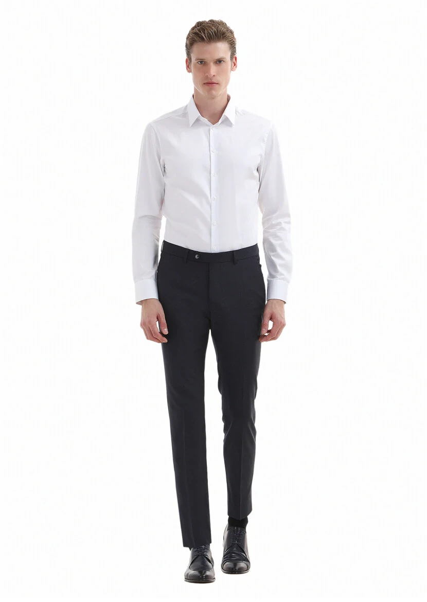 White Plain Super Slim Fit Weaving Classical 100% Cotton Shirt - RAMSEY