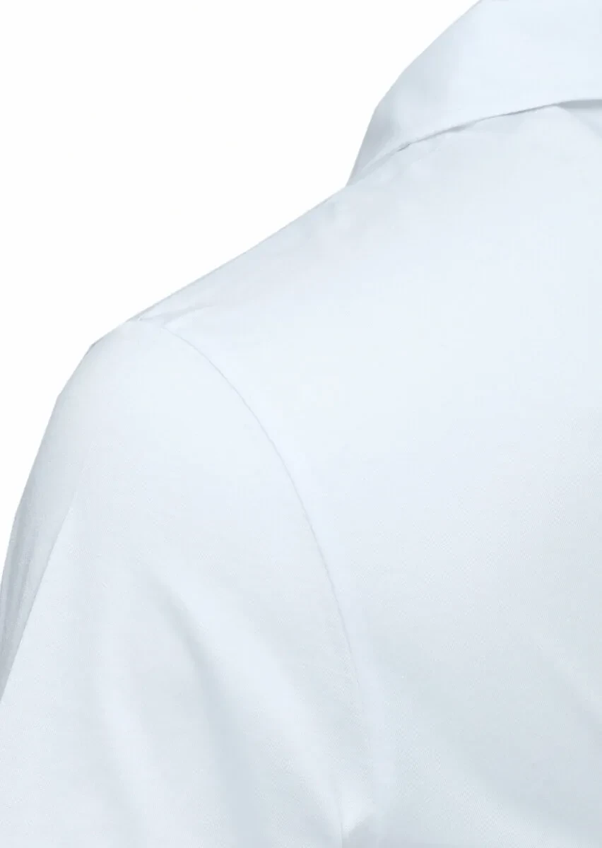 White Polo Neck 100% Cotton T-Shirt - 3