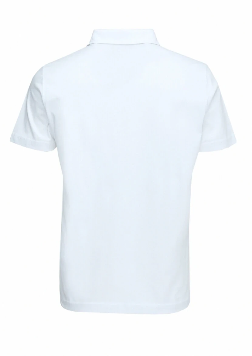 White Polo Neck 100% Cotton T-Shirt - 4