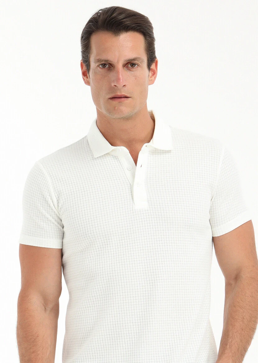White Polo Neck 100% Cotton T-Shirt - 2