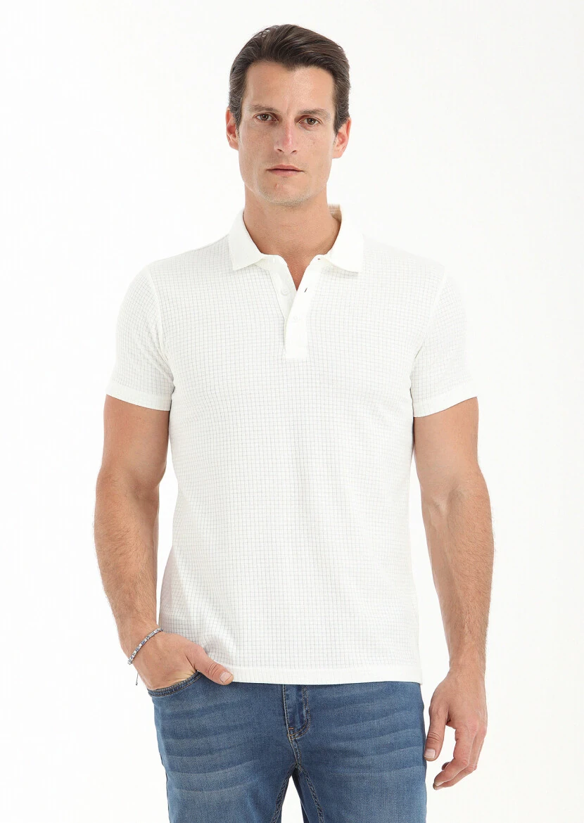 White Polo Neck 100% Cotton T-Shirt - 3