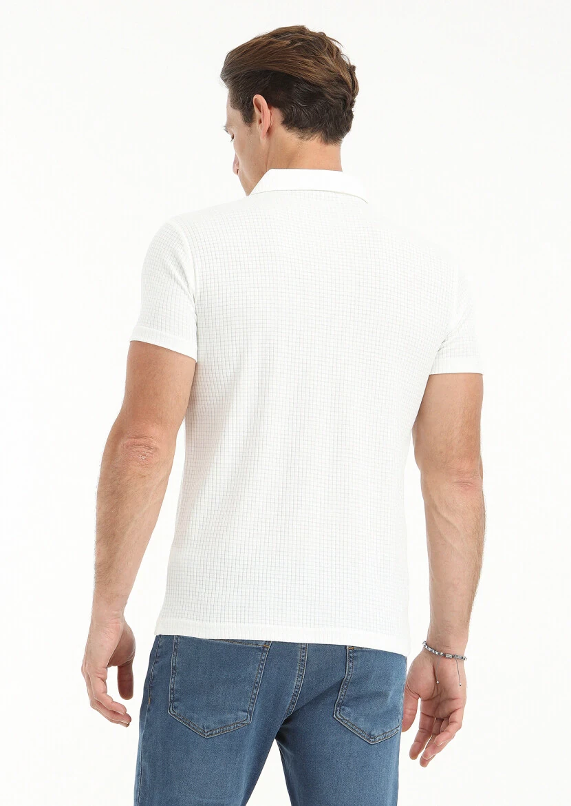 White Polo Neck 100% Cotton T-Shirt - 4