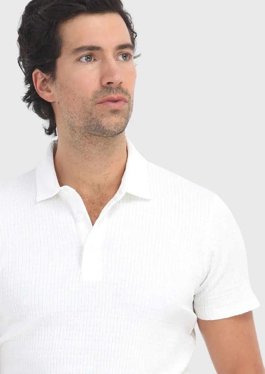 White Polo Neck T-Shirt - 3