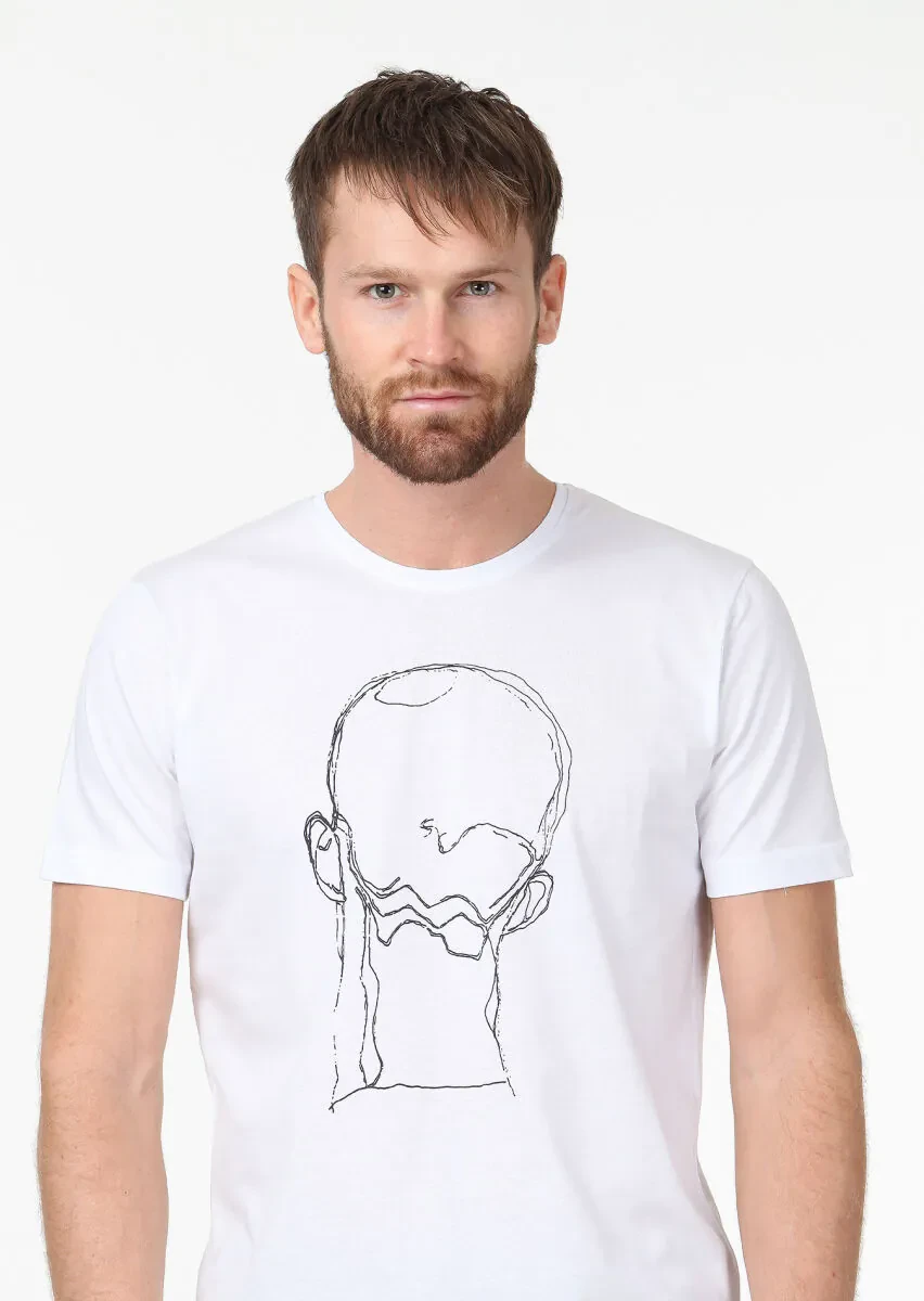 White Printed 100% Cotton T-Shirt - 3