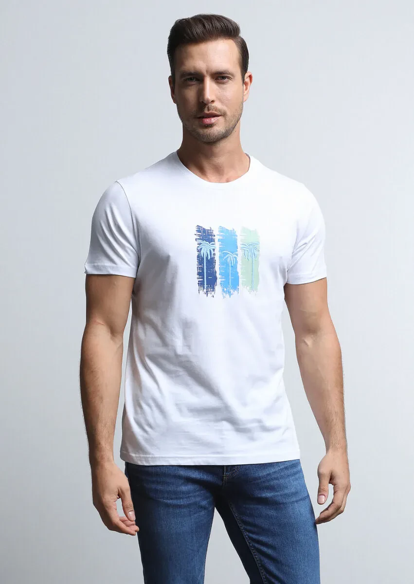 White Printed 100% Cotton T-Shirt - 3