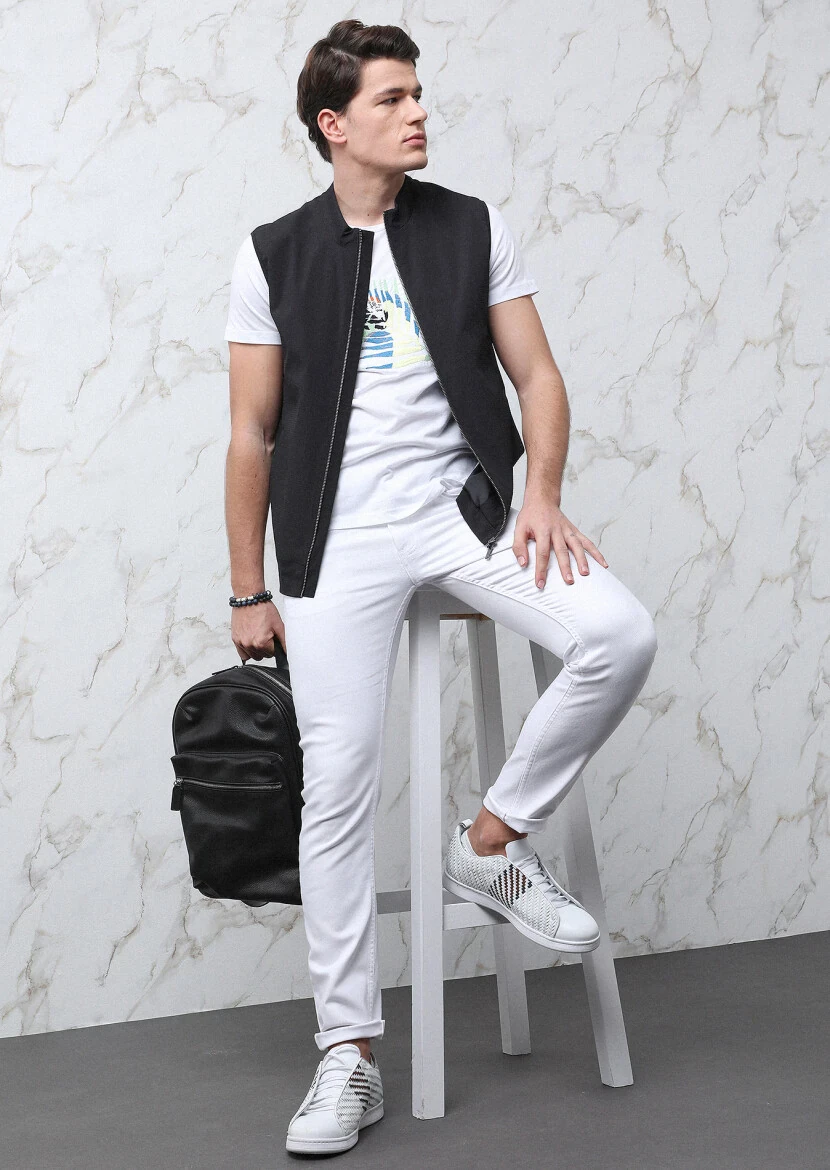 White Printed 100% Cotton T-Shirt - 1