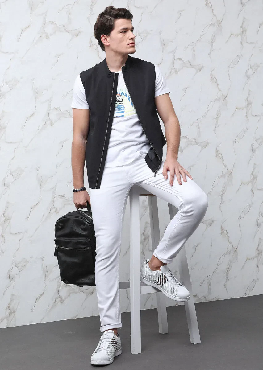 White Printed 100% Cotton T-Shirt - 1