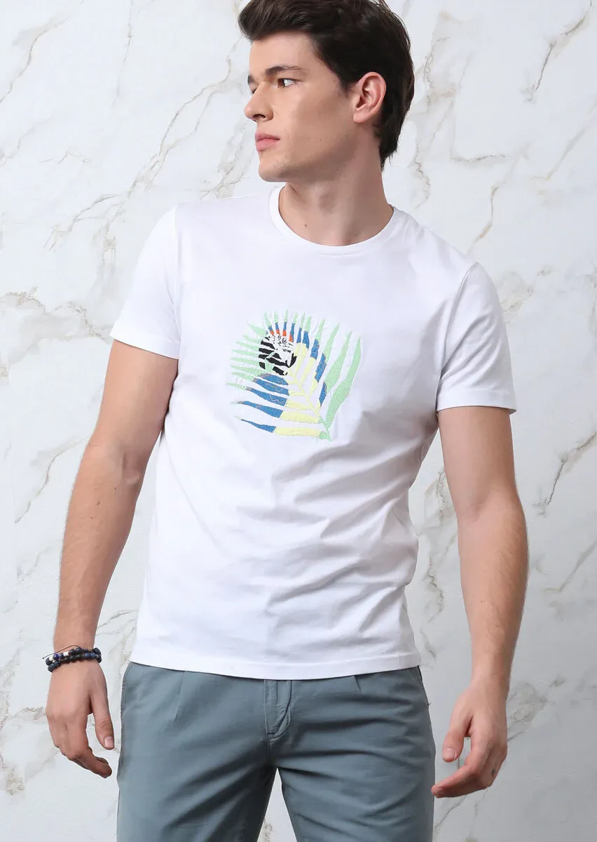 White Printed 100% Cotton T-Shirt - 2