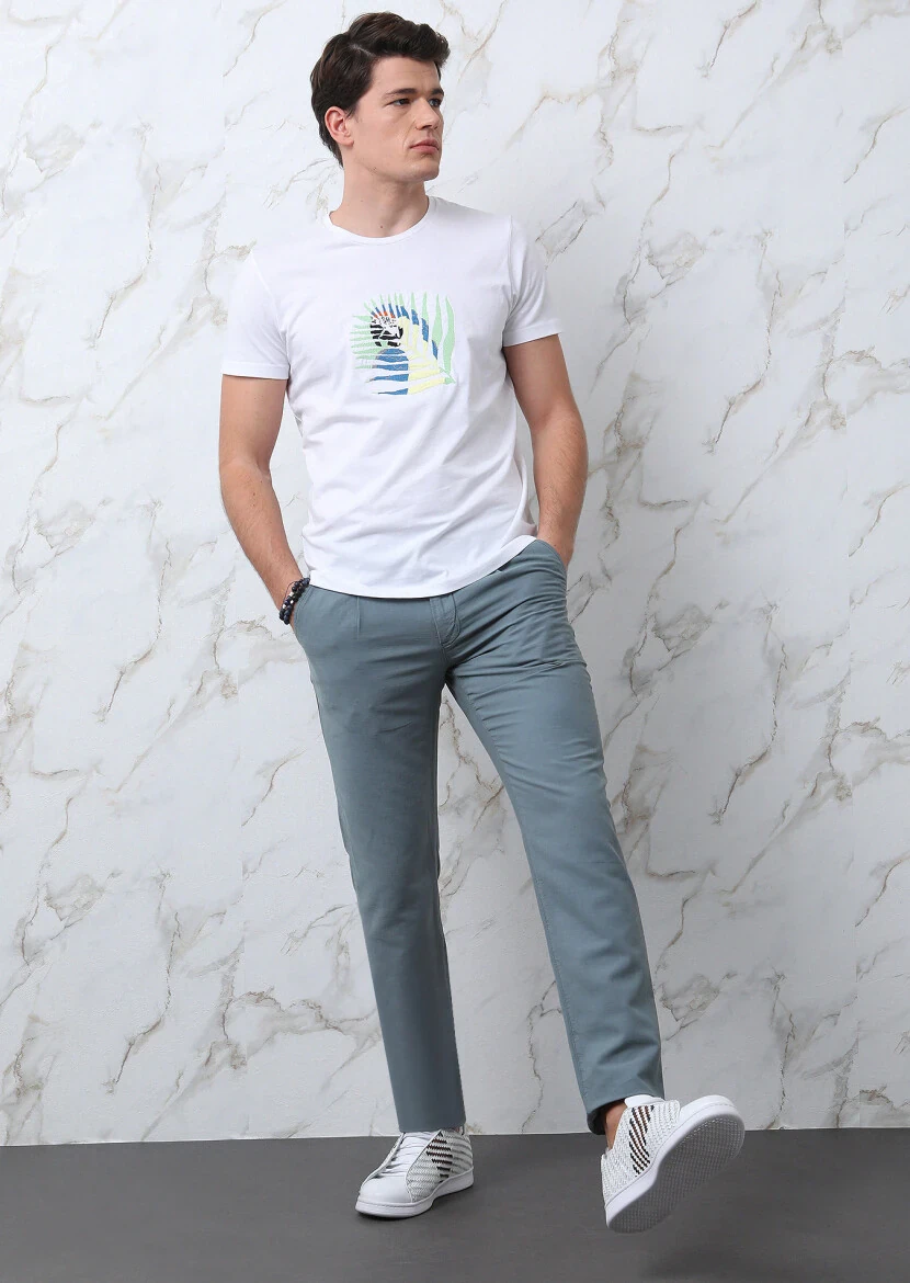 White Printed 100% Cotton T-Shirt - 4