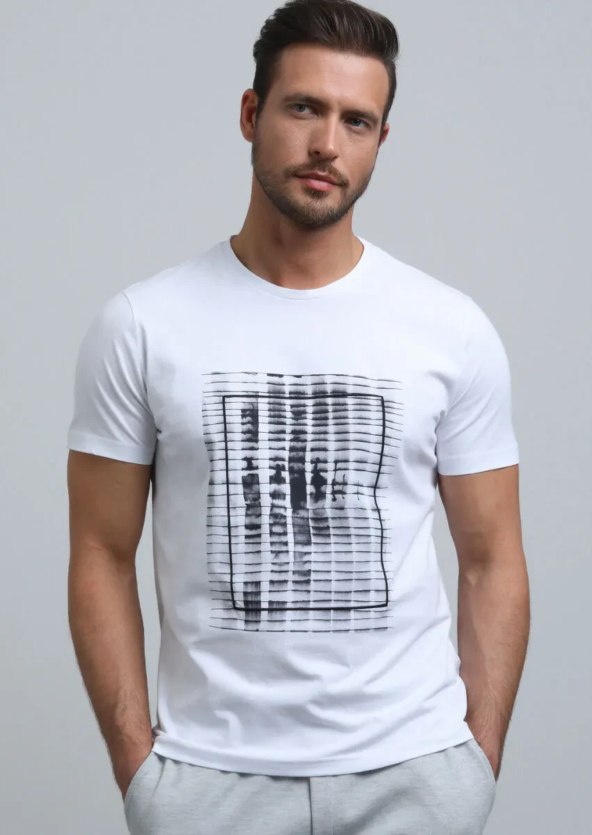 White Printed 100% Cotton T-Shirt - 2