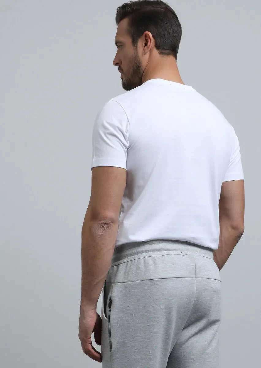 White Printed 100% Cotton T-Shirt - 5