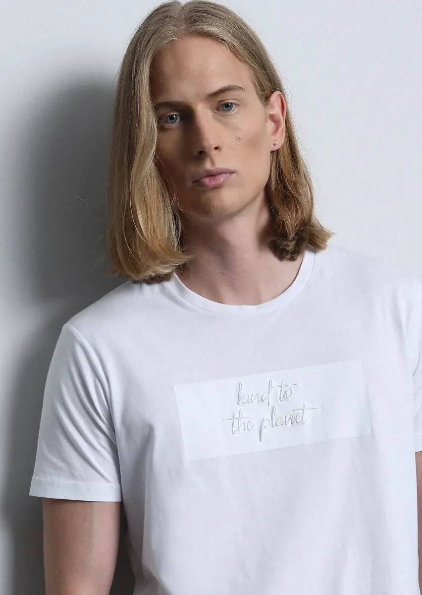 White Printed 100% Cotton T-Shirt - 1