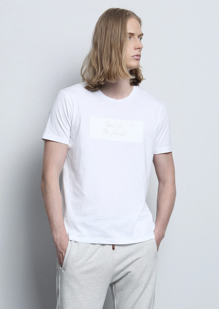 White Printed 100% Cotton T-Shirt - 2